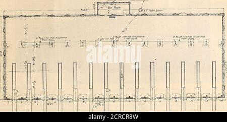 . Eisenbahnmeistermechaniker [Mikroform] . Abb. 9 – Niles 7-FT. Bohrmühle angetrieben von 15-H. p. kommerzieller Elektromotor und mit 3-h. p. Allgemeiner Elektromotor für den Betrieb Cross Rail - C. & E. I. R: R. JUNI, 1904. EISENBAHNMEISTERMECHANIKER 189. Abb. 10 – Plan der Maschine und Aufrichtei – C. & E. I. R. R. Stahlsäulen und die Konstruktion des Gebäudes ist hat sieben Motoren und jeder Wagen hat einen Hilfszug, leicht durch die verschiedenen Abbildungen dargestellt zu sehen. Der Reisende wurde von Pawling & Harnischfeger, Stockfoto