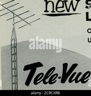 . QST. (Siehe Seite 54) npA7 SELF-SUPPORTINGLAY-OVER TOWER. ONE MAN INSTALLATIONUSE NO CONCRETE ^-^ TOWERS, INC 701-707 49th St., So. ,St. Petersburg, Florida/ Diese beiden Türme sind nicht austauschbar Stockfoto