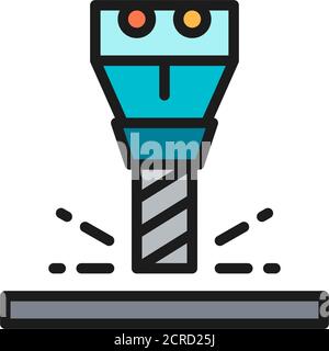 Fräsarbeiten, Spindel für CNC-Maschine flache Farblinie Symbol. Stock Vektor