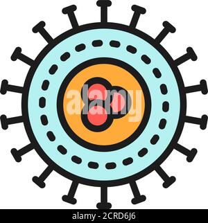 Bakterien, Viren, Mikroben, einzelliges flaches Farbsymbol. Stock Vektor