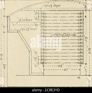. Amerikanischer Ingenieur und Eisenbahn Zeitschrift. Tank ist 10 ft. Die Gravur präsentiert eine klare Vorstellung von der Versteifung der großen Flächen, der zellulären Struktur unter dem Flachdeck und der Bulk-Head Versteifung des Körpers des Tanks, die durch Stangen und Winkel ergänzt wird. Der Kohleraum hat ein segmentales Rückbrett IST ins. Hoch, hinter dem sich ein großer Werkzeugkasten befindet. Die Mannlochöffnung ist 18 mal 36 Zoll. In der eigentlichen Konstruktion wurde ein Schrägwechsel in den Winkeln, an den Kreuzungen der Schieflagen und des Kohledecks vorgenommen, aber die Gravur, die dies zeigte, wurde zum Glück verzögert. Bei großen Motoren ist es wichtig Stockfoto