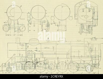 . Amerikanischer Ingenieur und Eisenbahnjournal. Er ist mit einem Rauchkastenüberhitzer des neuen Designs ausgestattet und trägt aber 160lbs. Dampfdruck. Die Lokomotive in der allgemeinen Größe und Größe ist den Tandemlokomotiven sehr ähnlich, von denen es eine große Anzahl auf der Atchi-Son, Topeka & Santa Fe Railway im Einsatz gibt. Diese wurden 1903 in dieser Zeitschrift dargestellt, S. 372 und 39S; 1904, S. 17G. Sie übertrifft diese Lokomotiven im Gesamtgewicht, aber havequite nicht so groß eine Zugkraft. Die einfachen Zylinder sind mit Schiebeventilen ausgestattet, die vom Walschaert-Ventil ge geführt werden Stockfoto