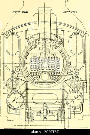 . Eisenbahnverdauung . Vol. XI Nr. I EISENBAHNDIGEST. Motor - wurde von der Lokomotlvfabrik Krauss & Comp.Actien-Gesellschaft in München, Deutschland, für die Königliche Bayerische Staatsbahn gebaut. Der Kessel dieses Motors hat ein Adiameter im größten Ring von 5 ft. 3 Zoll, während die Schnur einen Durchmesser von 4 Fuß hat. S.14 Zoll Die gesamte Heizung sur-face ist 210.45 Quadratmeter (2,265.3 sq ft.) aufgeteilt zwischen Kamin und Röhren wie folgt. Die Feuerlöschbox hat eine Heizfläche von 131 qm und die 238 Röhren haben eine Heizfläche von 2,134.3 qm. Die Rohre haben einen Durchmesser von 47 mm (1.85 Zoll). Stockfoto