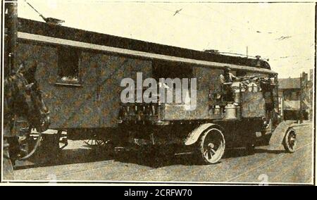 . Elektrische Eisenbahn Zeitschrift . ILLINOIS TRACTION CARLOAD FRACHT LADEN LEERE MILCHDOSEN IN SPRINGFIELD. ILLINOIS TRACTION CARLOAD FRACHT ANKUNFT VON MILK TRAINS IN ST. LOUIS Stockfoto