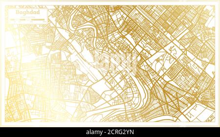 Bagdad Iraq Stadtplan im Retro-Stil in Golden Color. Übersichtskarte. Vektorgrafik. Stock Vektor