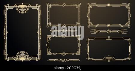 Set von Art Deco Rahmen und Bordüren. Dekorative Elemente. Vektorgrafik. Stil der 1920er Jahre. Stock Vektor