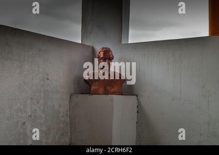 Eine Hommage an kishor kumar Statue von ihm in khandwa, madhya pradesh, indien. Stockfoto