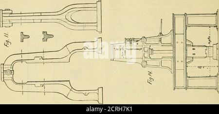 . Die Eisenbahn- und Ingenieurzeitschrift . Abb. 8. Creusot : IHorme ; Hämmer von 2 bis 20 Tonnen; auch Marrel Brothers, von 2 bis 50 Tonnen. Abb. g LHorme ; Hämmer von 2 bis 20 Tonnen. Abb. 10. Thwaites P.Rother; Hämmer von 2 bis 20 Tonnen. Abb. II Brunon ; Hämmer von i bis 5 Tonnen. Abb. 12. Nasmyth & Wilson ; der Woolwich 35-Tonhammer. * in allen diesen Artikeln werden die metrischen Maße und Gewichte verwendet.Sie können leicht übertragen werden, der Leser erinnert sich natürlich, dass das Maß – 39?^ in, und 1 Kilogramm = 2,204 lbs. Die metrische Tonne ist 1,000 Kilogramm, oder 2,204 ^** 302 DIE EISENBAHN UND [Ju Stockfoto