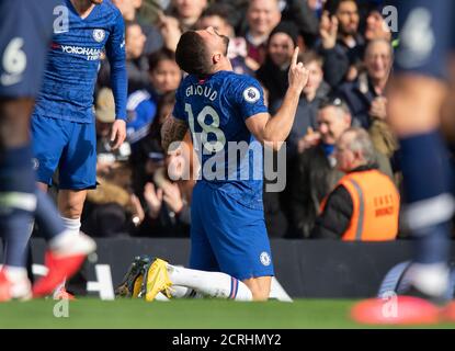 Chelsea's Olivier Giroud feiert sein Ziel BILDNACHWEIS : © MARK PAIN / ALAMY STOCK FOTO Stockfoto