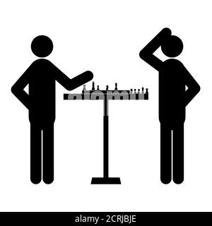 Set von Stick-Figuren, Black mans Silhouetten auf weißem Hintergrund. Spielen Sie Schach, Vektor-Illustration. Stock Vektor