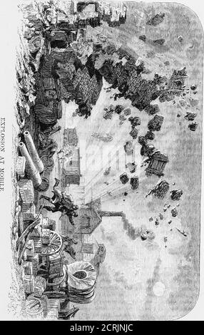 . Der Süden : eine Tour durch seine Schlachtfelder und zerstörten Städte, eine Reise durch die verwüsteten Staaten, und Gespräche mit den Menschen: Eine Beschreibung des gegenwärtigen Zustandes des Landes - seine Landwirtschaft - Eisenbahnen - Geschäft und Finanzen.. . ish Fort, befehligen Minetta Bay und sev-eral Meilen der Küste von Mobile Bay. Dieses Werk, ursprünglich von De Soto vor mehr als drei Jahrhunderten gebaut, wurde am Tag des Sturzes von Richmond von unserer Flotte und Landstreitkräften endgültig investiert. Es ergab sich am neunten April, und auf der elften Mobile wurde evakuiert. Das Wasser etwa 6Schmerzen zu dieser Festung und zu den anderen Stockfoto