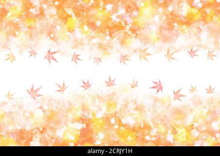 Japanischer Herbst Ahornblatt abstrakt auf natürlichen rot gelben Aquarell Hand malen Himmel Hintergrund Stockfoto