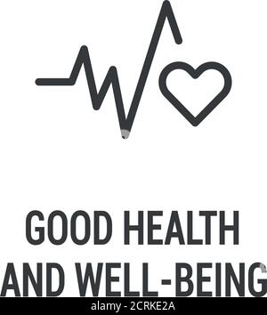 Gute Gesundheit und Wohlbefinden schwarze Symbol. Soziale Verantwortung des Unternehmens. Nachhaltige Entwicklungsziele. SDG-Farbzeichen. Piktogramm für Anzeige, Web, Handy Stock Vektor