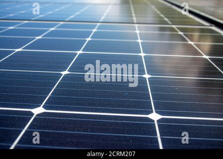 Photovoltaikzellen im Hintergrund oder Solarzellen Stockfoto