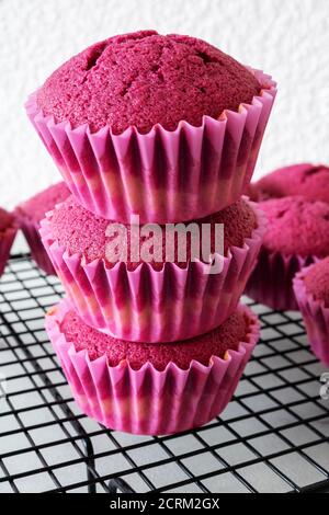 Köstliche Spaß fuchsia bunte Cupcakes Stockfoto
