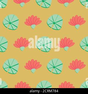 lotus Blumen und Blätter nahtlose Vektor-Muster Stock Vektor