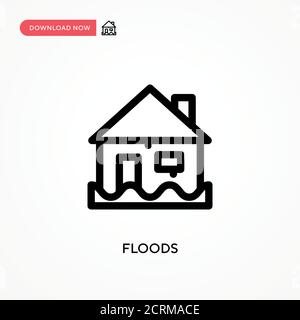 Einfaches Vektorsymbol für Überschwemmungen. Moderne, einfache flache Vektor-Illustration für Website oder mobile App Stock Vektor