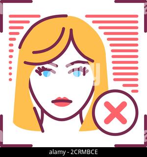 Symbol für gesperrte Benutzerzeile. Zugriff für Benutzerkonzept verweigert. Personenprofil gelöscht. Biometrisches Sicherheitselement. Melden Sie sich für Webseite, mobile App, Banner an. Stock Vektor