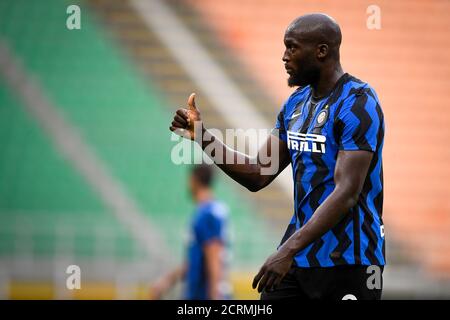 Mailand, Italien. September 2020. MAILAND, ITALIEN - 19. September 2020: Romelu Lukaku vom FC Internazionale zeigt sich während des Vorsaison-Freundschaftsspiels zwischen dem FC Internazionale und dem Pisa SC. FC Internazionale gewann 7-0 gegen Pisa SC. (Foto von Nicolò Campo/Sipa USA) Quelle: SIPA USA/Alamy Live News Stockfoto