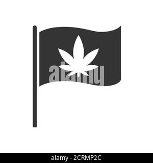 Rastafari Flagge mit Cannabis schwarzen Glyphen-Symbol. Blatt Marihuana Zeichen. Piktogramm für Webseite, mobile App, Promo. UI UX GUI Design Element. Stock Vektor