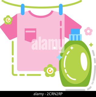 Symbol für flache Farben für Wäsche und Trocknen. Isolierte flache Schablone. Stock Vektor