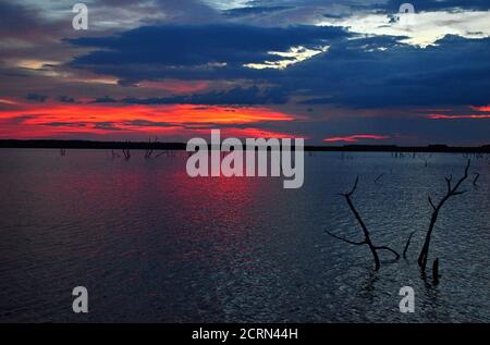 Sonnenuntergang über dem Kariba-See in Simbabwe Stockfoto