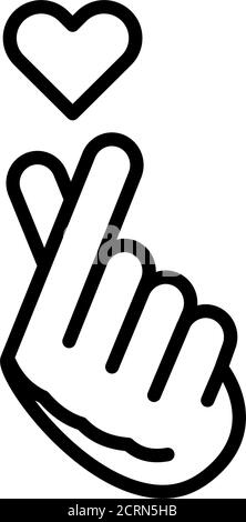 Farbsymbol der Finger-Herzlinie. Music Record K-POP Konzept. Koreanische Kultur. Piktogramm für Web, mobile App, Promo. Stock Vektor