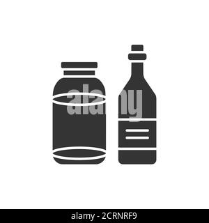 Wiederverwendbare Flasche und Glas Glyphe schwarz Symbol. Zero Waste Lifestyle. Umweltfreundlich. Melden Sie sich für Webseite, App und Promo an. UI UX GUI Design Element Stock Vektor