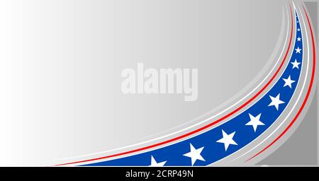 American abstrakte Flagge Banner Hintergrund Wellenmuster mit einem leeren Raum für Text. Stock Vektor
