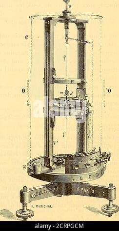. Oeuvres de Pierre Curie : publiées par les soins de la Société française de physique . de résistance connue, placé dans le Circuit général; cettedifférence de potentiel est proportionnelle à lintensité du courant. Les déviations sont alors proportionnelles aux produits El etpermettent dévaler à chaque Instant le travail dépensé pendantlunité de temps. Lorsquil sagit de courants alternatifs, cet Instrument est leseul qui permette dévaluer rigoreusement le travail dépensé. Onsait en effet que lon ne peut pas mesurer séparément, dans ce cas,la Force électromotrice et lintensité du courant pou Stockfoto