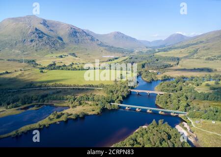 Connel Bridge Stahl Freischwinger Struktur Ozean Meer Straße überqueren Loch Etive in Argyll und Bute Schottland Stockfoto