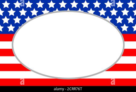 Leere Ellipse auf einem abstrakten Hintergrund der amerikanischen Flagge. Stock Vektor