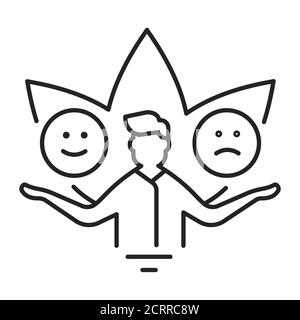 Symbol für die schwarze Linie des emotionalen Gleichgewichts. Fähigkeit des Geistes und des Körpers, Gleichgewicht und Flexibilität angesichts der Herausforderung und Veränderung zu erhalten. Piktogramm Stock Vektor