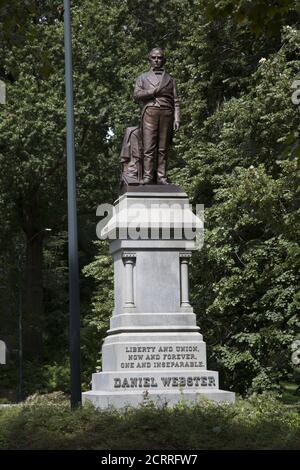 Prominente Statue von Daniel Webster im Central Park, New York City. Stockfoto