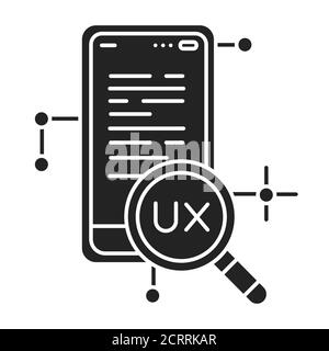 UX Research schwarzes Glyphen-Symbol. Systematische Untersuchung der Nutzer und ihrer Anforderungen, um Kontext und Einblick in den Prozess der hinzuzufügen Stock Vektor