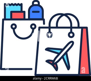 Duty Free Shopping Farbliniensymbol. Einzelhandelsgeschäfte. Die Waren sind von der Zahlung bestimmter lokaler befreit. Piktogramm für Webseite, mobile App, Promo. UI Stock Vektor