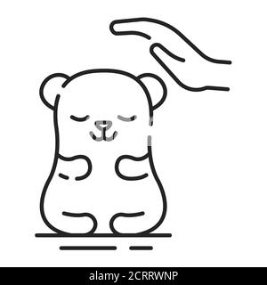 Symbol für die Pflege von Nagetieren mit schwarzer Linie. Verbesserung des Lebens von Nagetieren. Aktionen, die auf ihre Pflege abzielen. Piktogramm für Webseite, mobile App, Promo. UI UX GUI DESIGN Stock Vektor