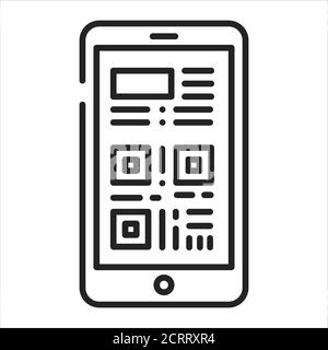 Bordkarte im Smartphone-Symbol mit schwarzer Linie. Screenshot oder Link eines Tickets in einem Gerät. Piktogramm für Webseite, mobile App, Promo. UI UX GUI DESIGN Stock Vektor
