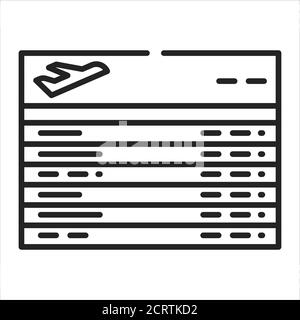 Schwarzes Symbol für die Abflugtafel. Steigen Sie am Flughafen mit dem aktuellen Status der Flüge ein. Piktogramm für Webseite, mobile App, Promo. UI UX GUI DESIGN Stock Vektor