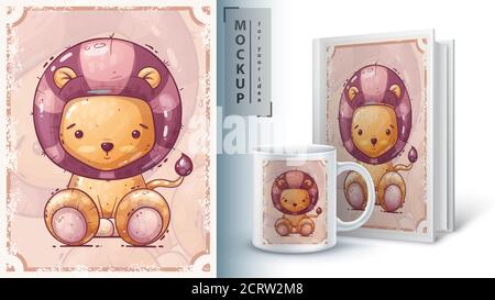 Niedliche Löwen Poster und Merchandising Stock Vektor