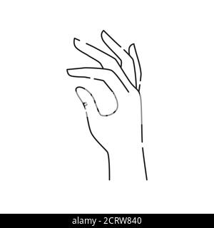 Normales menschliches Hand Linie schwarzes Symbol. Finger nach oben bewegen Skizzenelement. Piktogramm für Webseite, mobile App, Promo. Bearbeitbare Kontur. Von Hand gezeichnet Stock Vektor