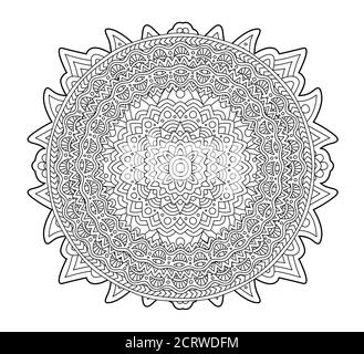 Schöne Erwachsene Malbuch Seite mit runden Muster auf weiß Hintergrund Stock Vektor