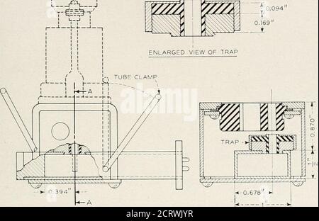 . Das Bell System technische Journal . gure 71 zeigt ein Leistungsdiagramm für eine typische W.E. 2K25 OszillatorBetrieb im Koppler von P^ig. 70. Die Bezugsebene für das Diagramm ist J. B. Fisk, H. D, Hagstrum und P. L. Hartman, das Magnetron als Generator der Centimeterwellen, B. S. T. J. Vol. XXV Nr. 2, S. 167-348 (April, 1946). REFLEXOSZILLATOREN 573 nicht die Ebene der Gitter des Oszillators, sondern ist eine zugänglichere Ebene außerhalb des Röhrchens, in diesem Fall die Ebene durch die Wellenführung senkrecht zu seiner Achse, die die Röhrensonde umfasst. Es wird beobachtet werden Th Stockfoto