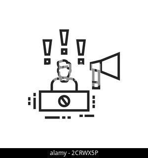 Protestführer schwarzes Symbol. Sprecher fördert sozialen Protest. Öffentliche Sprechweise. Manifestationen ziviler Unruhen. Piktogramm für Webseite, mobile App, Promo Stock Vektor