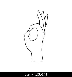 Hand zeigt Symbol Okey schwarze Linie Symbol. Piktogramm für Webseite, mobile App, Promo. UI UX GUI Design Element. Bearbeitbare Kontur Stock Vektor
