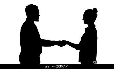 Silhouette Professionelle Geschäftsleute Handshaking. Stockfoto