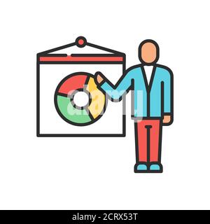 Symbol für die Farblinie der Finanzstrategie. Finanzielle kurz- und langfristige Ziele. Piktogramm für Webseite, mobile App, Promo. UI UX GUI Design Element. Editierbar Stock Vektor