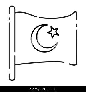 Symbol für die schwarze Linie der islamischen Flagge. Piktogramm für Webseite, mobile App, Promo. UI UX GUI Design Element. Bearbeitbare Kontur. Stock Vektor