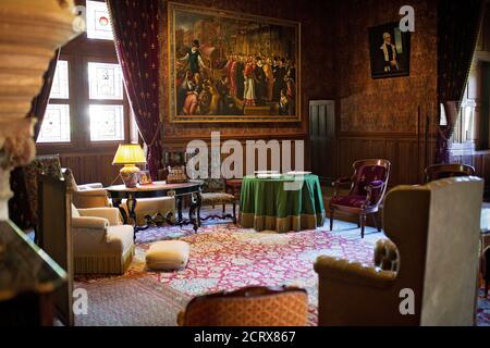 AZAY LE RIDEAU, FRANKREICH -12 Juli 2020: Die Innenräume im Schloss Azay Le Rideau im Loiretal Stockfoto