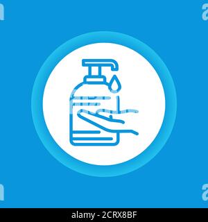Antibakterielle Seife und Farbknopf. Symbol für Hygieneprodukte. Piktogramm für Webseite, mobile App, Promo. UI UX GUI Design Element. Bearbeitbare Kontur. Stock Vektor